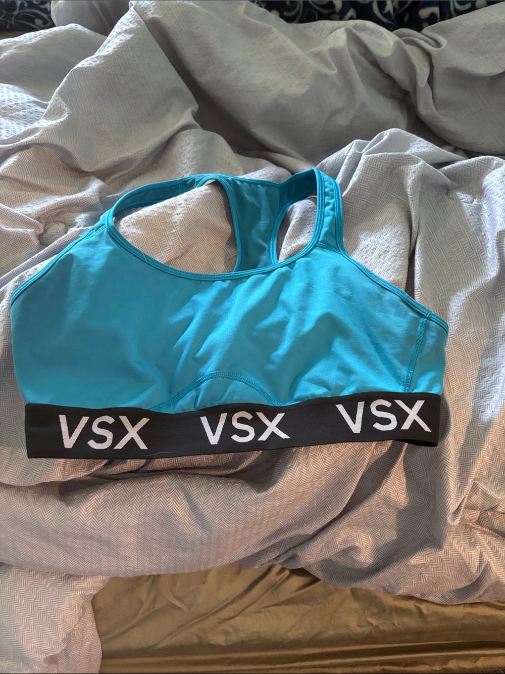 VSX Teal Racerback Sports Bra with Black Elastic Band